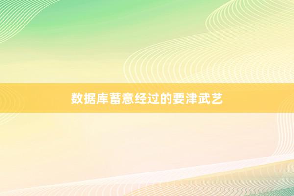 数据库蓄意经过的要津武艺